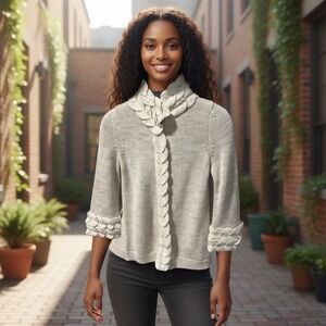 Anthropologie Gray and Cream Cardigan Sweater